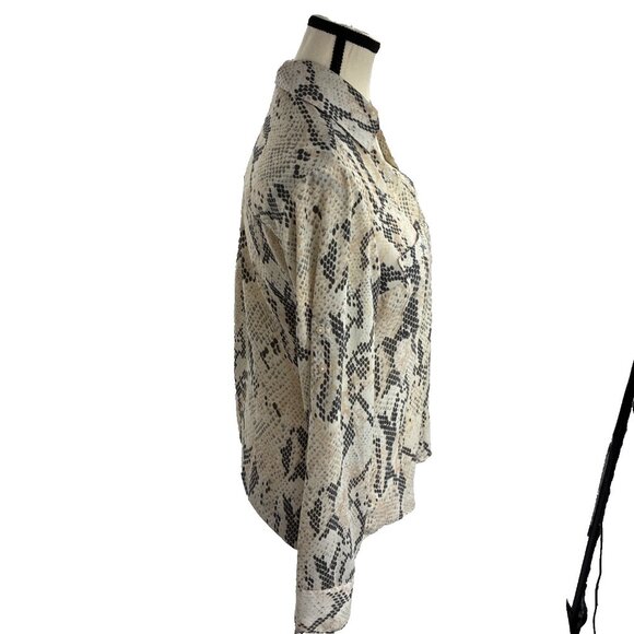 Express Womens Size XS Portofino Shirt Snakeskin Print Button Front Blouse Top - Picture 3 of 6